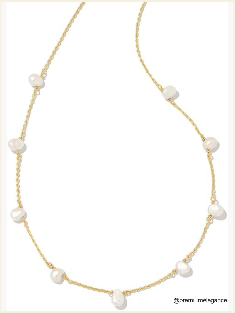 9 Pearl Freshwater Strand Necklace 16 Inch Gold Chain